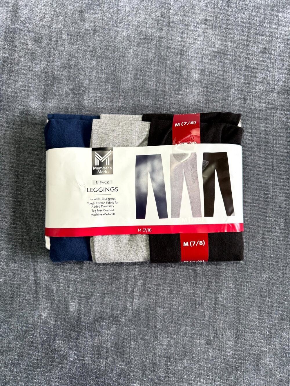NWT Member's Mark Leggings Girls Medium (7/8) Multi Comfort Stretch - Pack Of 3